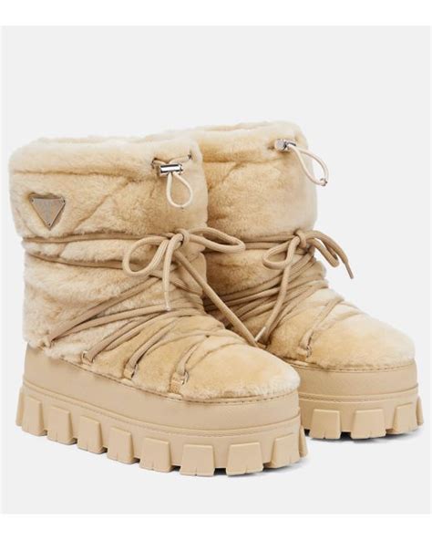 prada shearling apres-ski boots|prada shearling after ski boots.